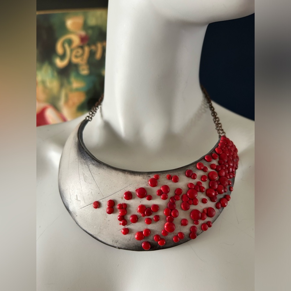Handmade clay bib necklace